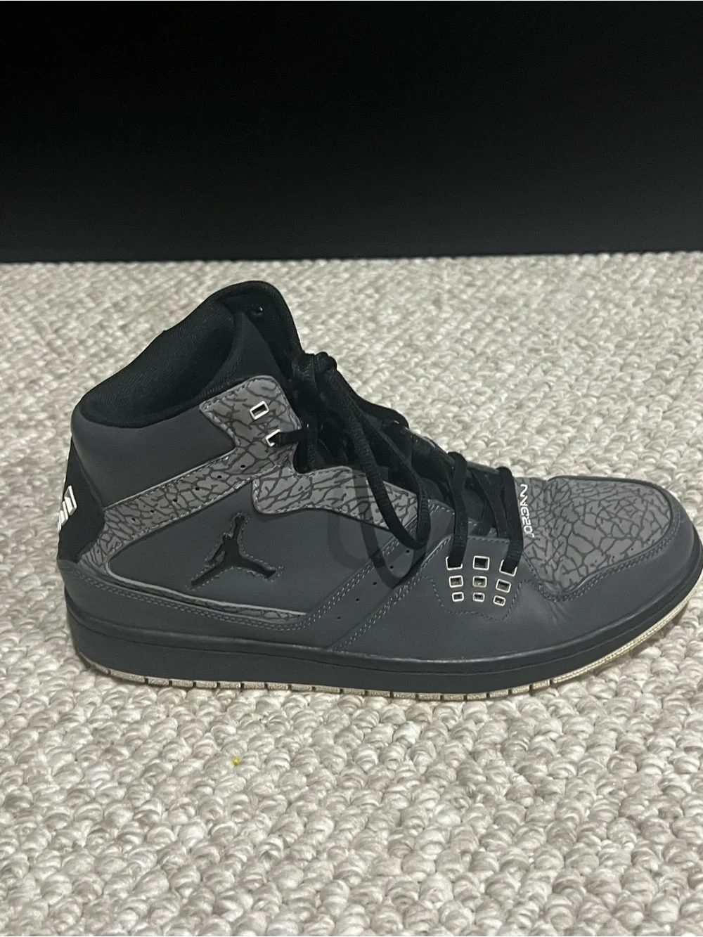 JORDAN 1 FLIGHT DARK GREY/BLACK-WHITE-CMNT GRY SZ 12
